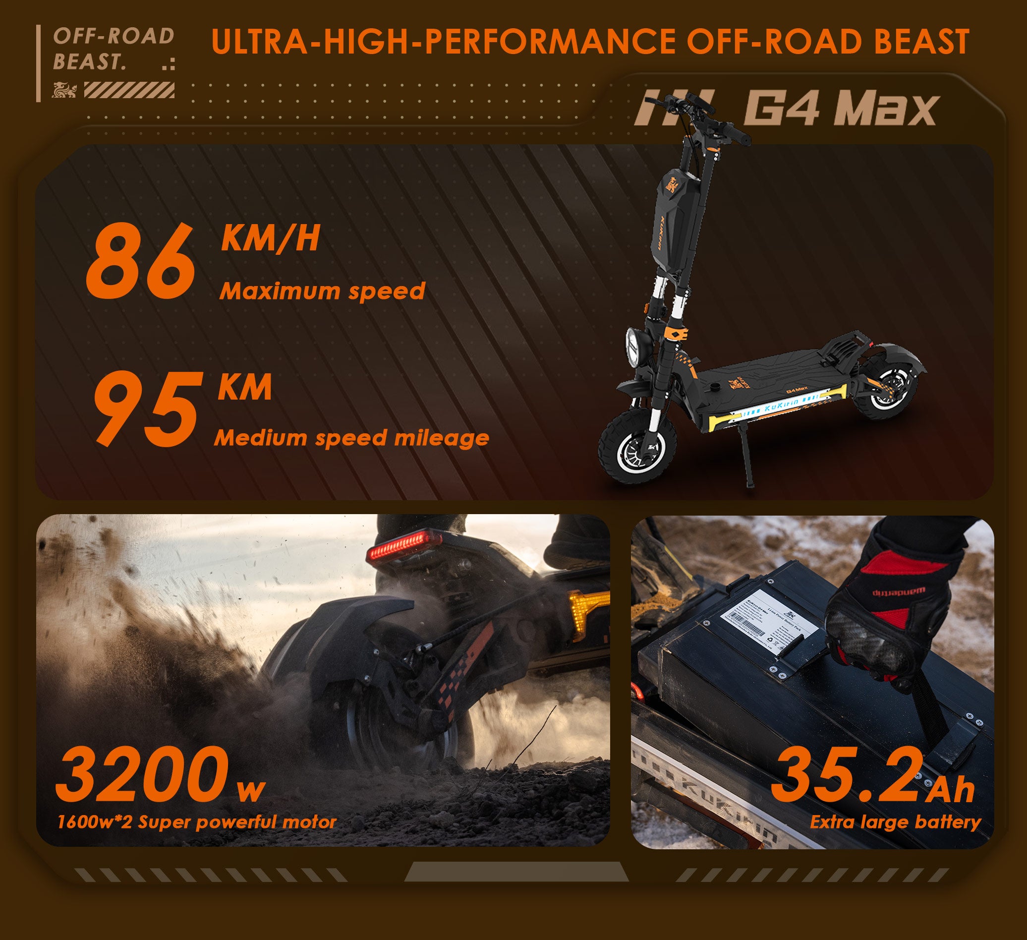 KuKirin G4 Max Folding E Scooter Off Road For Adults