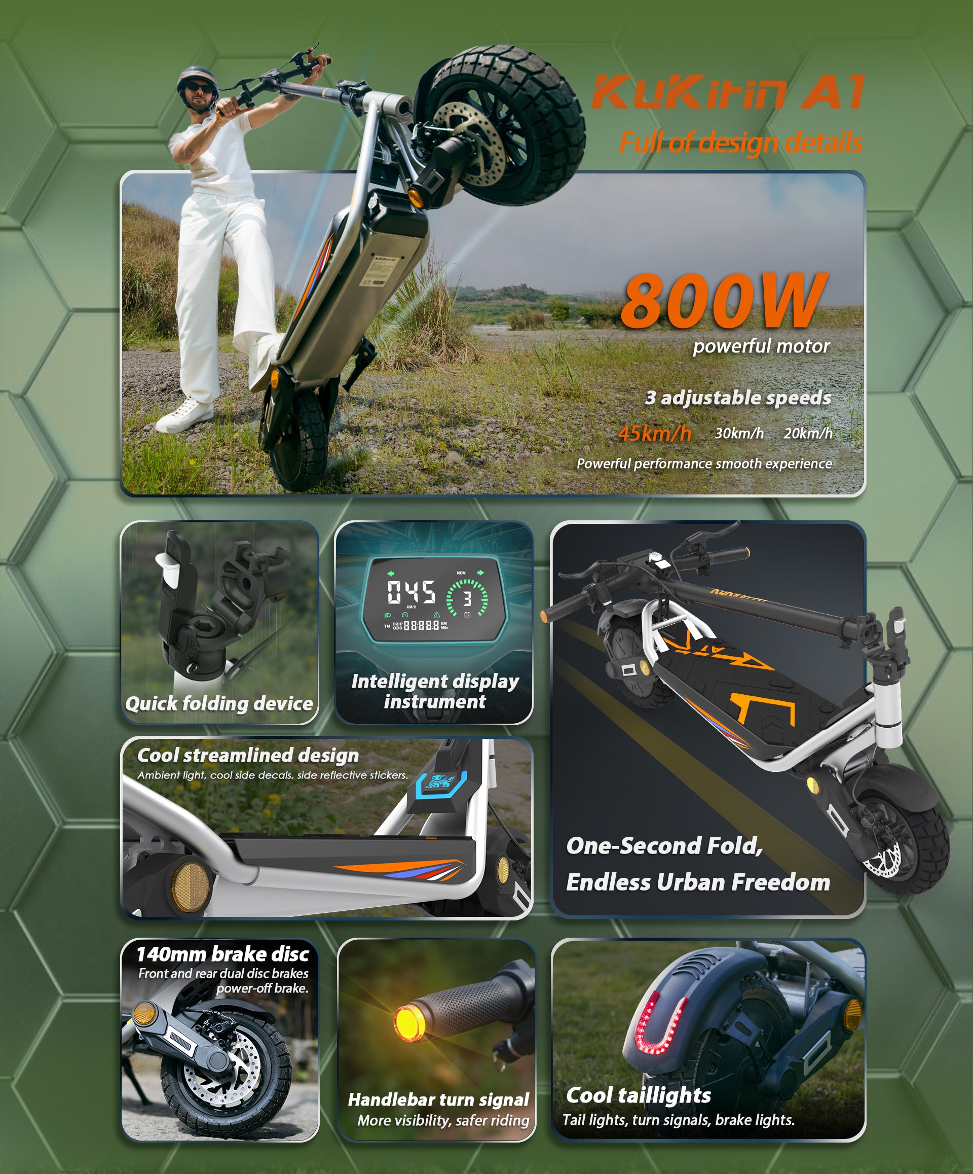 KuKirin A1 adult commute scooter-Silver color