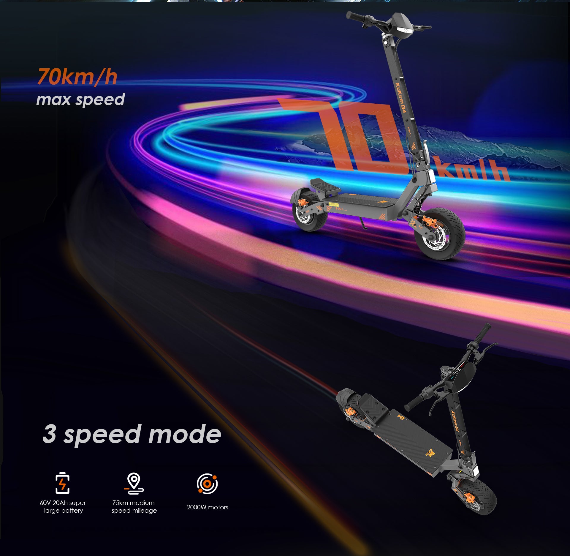 KuKirin G4 Off Road Electric Scooters-70KM/H Max Speed